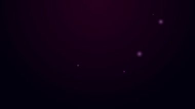 Parlayan neon hattı İşaretli bayrak simgesi siyah arkaplanda izole edildi. Yarış bayrağı. 4K Video hareketli grafik canlandırması