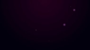 Parlayan neon hattı bisiklet süspansiyon çatalı simgesi siyah arkaplanda izole edildi. Spor ulaşımı yedek parça direksiyon. 4K Video hareketli grafik canlandırması