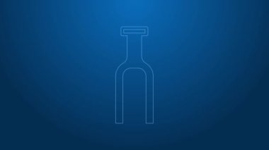 Mavi arka planda beyaz çizgi bisiklet süspansiyon çatalı simgesi izole edildi. Spor ulaşımı yedek parça direksiyon. 4K Video hareketli grafik canlandırması