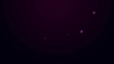 Parlayan neon çizgisi, siyah arkaplanda izole edilmiş bisiklet sprokrank ikonu. 4K Video hareketli grafik canlandırması