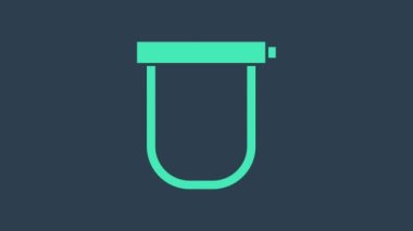 Turkuaz bisiklet kilidi U şeklindeki sanayi ikonu mavi arka planda izole edilmiş. 4K Video hareketli grafik canlandırması