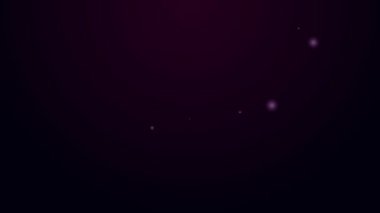Parlayan neon hattı bisiklet kaseti dağ bisikleti ikonu siyah arka planda izole edildi. Arka Bisiklet Sprocket. Zincirle krankset zincirleniyor. 4K Video hareketli grafik canlandırması