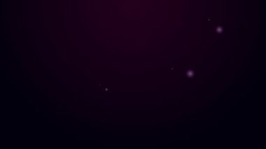 Parlayan neon hattı bisiklet fren ikonu siyah arkaplanda izole edildi. 4K Video hareketli grafik canlandırması