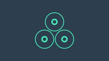 Turkuaz boya spreyi ikonu mavi arka planda izole edildi. 4K Video hareketli grafik canlandırması