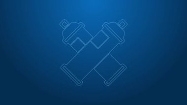 Mavi arka planda beyaz çizgi boyası ikonu izole edildi. 4K Video hareketli grafik canlandırması