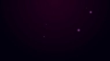 Parlayan neon çizgisi boya kutusu simgesi siyah arkaplanda izole edildi. 4K Video hareketli grafik canlandırması