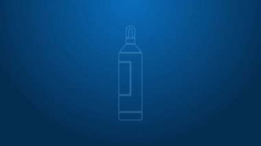 Mavi arkaplanda beyaz çizgi kalem simgesi izole edildi. 4K Video hareketli grafik canlandırması