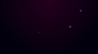 Parlak neon çizgili sprey tabanca ikonu siyah arkaplanda izole edildi. 4K Video hareketli grafik canlandırması