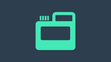 Turkuaz boya, guaj, kavanoz, mavi arka planda izole edilmiş boya ikonu. 4K Video hareketli grafik canlandırması