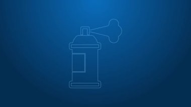 Mavi arka planda beyaz çizgi boyası ikonu izole edildi. 4K Video hareketli grafik canlandırması