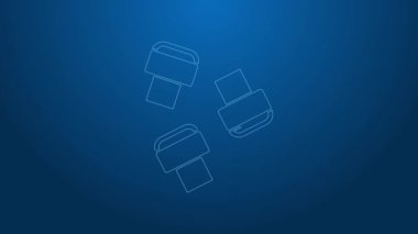 Mavi arkaplanda beyaz çizgi işaret kalem ekleme simgesi izole edildi. 4K Video hareketli grafik canlandırması