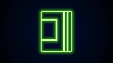 Parlayan neon çizgisi Not Defteri simgesi siyah arkaplanda izole edildi. Spiral not defteri simgesi. Okul defteri. Yazı tahtası. Okul günlüğü. 4K Video hareketli grafik canlandırması