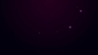 Parlayan neon hat kamera ikonu siyah arkaplanda izole edildi. 4K Video hareketli grafik canlandırması
