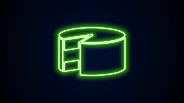 Glowing neon line Cake icon isolated on black background. Happy Birthday. 4K Video motion graphic animation — Stock Video