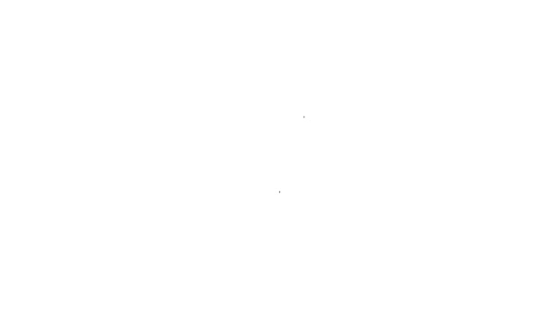Черная линия печенье или печенье с шоколадной иконкой изолированы на белом фоне. Видеографическая анимация 4K — стоковое видео