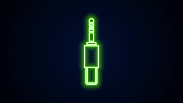 Świecąca neon linia Audio jack ikona izolowana na czarnym tle. Kabel audio do podłączania urządzeń dźwiękowych. Przewód połączeniowy. Instrumenty muzyczne. 4K Animacja graficzna ruchu wideo — Wideo stockowe