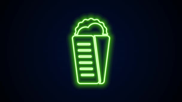Świecące neon linii Gyros Pita Grecki fast food tradycyjnej kuchni ikona izolowane na czarnym tle. Gyro z grecką sałatką w sosie tzatziki owinięte kanapką. 4K Animacja graficzna ruchu wideo — Wideo stockowe