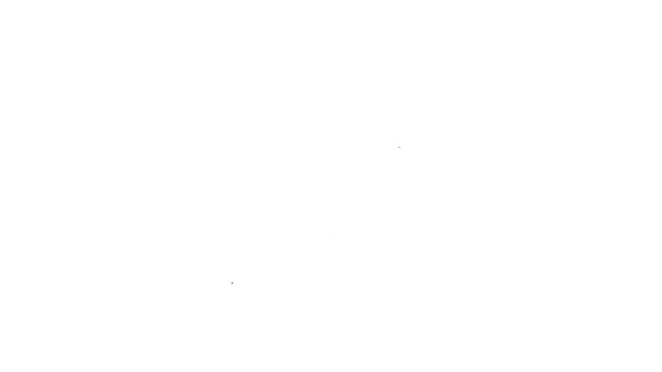 Línea negra Icono griego antiguo del trireme aislado sobre fondo blanco. Animación gráfica de vídeo 4K — Vídeo de stock