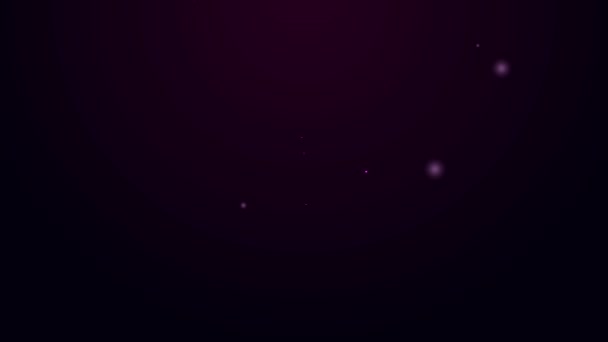 Lumineux néon ligne bouclier grec avec icône d'ornement grec isolé sur fond noir. Animation graphique de mouvement vidéo 4K — Video