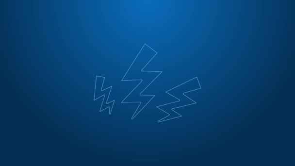 Weiße Linie Zeus Symbol isoliert auf blauem Hintergrund. Griechischer Gott. Gott des Blitzes. 4K Video Motion Grafik Animation — Stockvideo