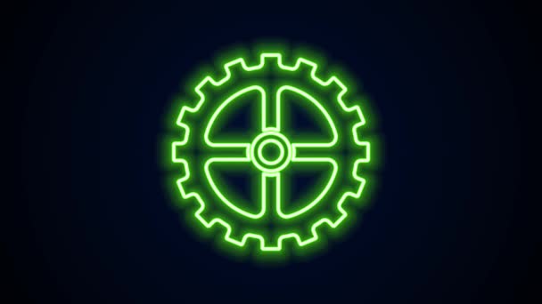 Glowing neon line Bicycle sprocket crank icon isolated on black background. 4K Video motion graphic animation — Stock Video