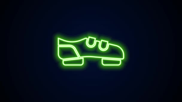 Linha de néon brilhante Triathlon ciclismo sapatos ícone isolado no fundo preto. Sapatos desportivos, sapatos de bicicleta. Animação gráfica em movimento de vídeo 4K — Vídeo de Stock