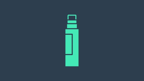 Icono de rotulador turquesa aislado sobre fondo azul. Animación gráfica de vídeo 4K — Vídeo de stock