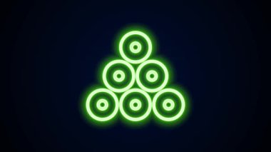 Parlayan neon çizgisi boya kutusu simgesi siyah arkaplanda izole edildi. 4K Video hareketli grafik canlandırması