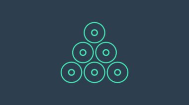 Turkuaz boya spreyi ikonu mavi arka planda izole edildi. 4K Video hareketli grafik canlandırması