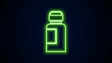Parlak neon çizgisi boyası, guaj, kavanoz, siyah arkaplanda izole edilmiş boya simgesi. 4K Video hareketli grafik canlandırması