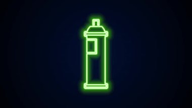 Parlayan neon çizgisi boya kutusu simgesi siyah arkaplanda izole edildi. 4K Video hareketli grafik canlandırması