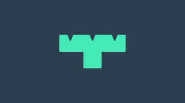 Turkuaz İşaretleyici kalem ekleme simgesi mavi arkaplanda izole edildi. 4K Video hareketli grafik canlandırması