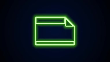 Siyah arka planda izole edilmiş kıvrımlı köşe simgesi olan parlak neon çizgi yapıştırıcısı. 4K Video hareketli grafik canlandırması