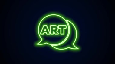 Siyah arkaplanda izole edilmiş metin sanatları simgesiyle parlayan neon hattı konuşma balonu. İleti simgesi. İletişim ya da yorum sohbet sembolü. 4K Video hareketli grafik canlandırması