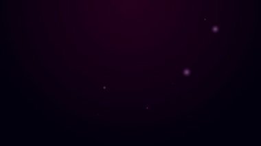 Parlayan neon çizgisi okul sırt çantası simgesi siyah arkaplanda izole edildi. 4K Video hareketli grafik canlandırması