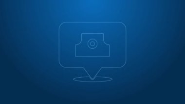 Beyaz çizgi sprey, mavi arkaplandaki başlık simgesini izole edebilir. 4K Video hareketli grafik canlandırması