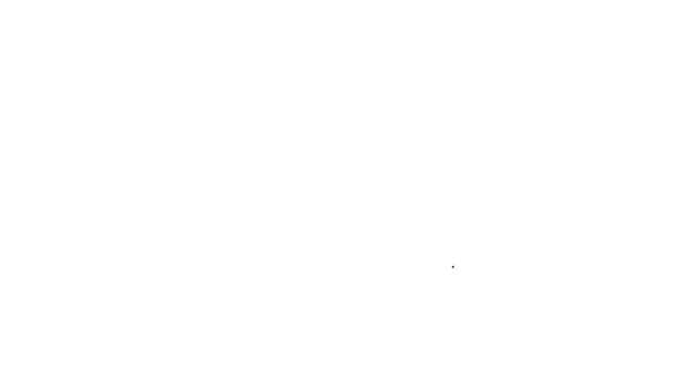 Linha preta adesivo de papel adesivo com ícone de canto curvo isolado no fundo branco. Animação gráfica em movimento de vídeo 4K — Vídeo de Stock