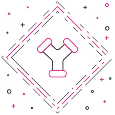 Çizgi Endüstrisi metalik boru ikonu beyaz arka planda izole edildi. Tesisat boru hattının farklı şekillerde parçaları. Renkli taslak konsepti. Vektör İllüstrasyonu.