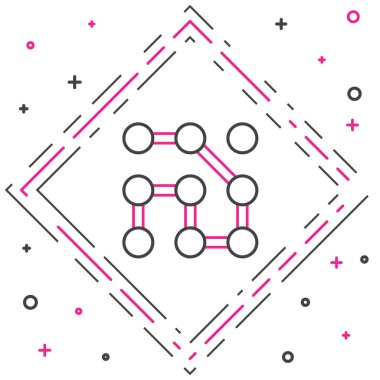 Çizgi Grafiksel şifre koruması ve beyaz arkaplanda izole edilmiş güvenlik erişim simgesi. Güvenlik, güvenlik, koruma, gizlilik kavramı. Renkli taslak konsepti. Vektör İllüstrasyonu.