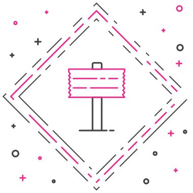 Line Road trafik tabelası. Beyaz arkaplanda sinyal simgesi izole edildi. İşaretçi sembolü. Sokak bilgi tabelası. Yön tabelası. Renkli taslak konsepti. Vektör.