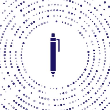 Mavi Kalem simgesi beyaz arkaplanda izole edildi. Soyut çember rastgele noktalar. Vektör.