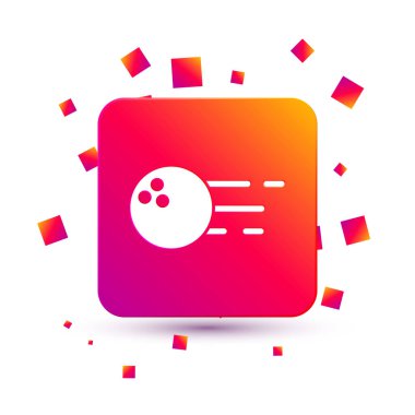 Beyaz bovling topu simgesi beyaz arkaplanda izole edildi. Spor malzemeleri. Kare renk düğmesi. Vektör.