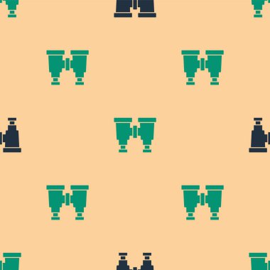 Yeşil ve siyah dürbün simgesi, bej arkaplandaki pürüzsüz deseni izole etti. Yazılım işareti bul. Casus ekipman sembolü. Vektör.