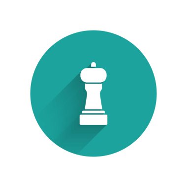 Kağıt kesiği Pepper simgesi mavi arkaplanda izole edilmiş. Yemek pişirme baharatları. Kağıt sanatı tarzı. Vektör.