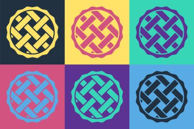 Pop sanat ev yapımı turta ikonu renk arkaplanında izole edilmiş. Vektör.