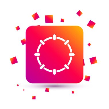 Beyaz müzik aleti perküsyon tef, metal plaka ikonu beyaz arka planda izole. Kare renk düğmesi. Vektör.