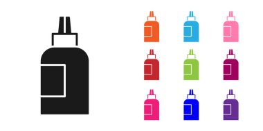 Siyah boya, guaj, kavanoz, beyaz arka planda izole edilmiş boya ikonu. Simgeleri renklendirin. Vektör.