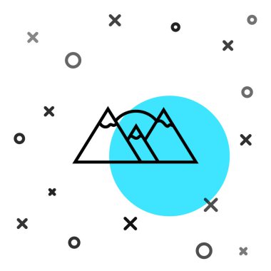 Siyah çizgi dağ simgesi beyaz arkaplanda izole edildi. Zaferin ya da başarının sembolü. Rastgele dinamik şekiller. Vektör.