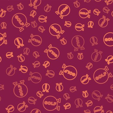 Kahverengi çizgi golf kulübü ikonu kırmızı arka planda izole edilmiş pürüzsüz desen. Vektör.