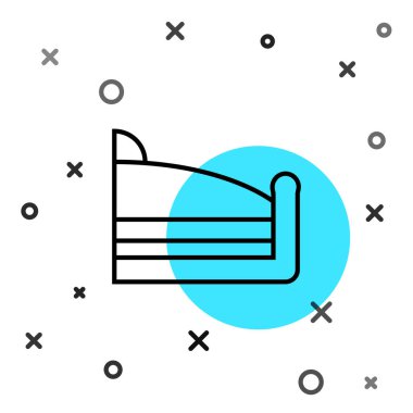 Beyaz arkaplanda izole edilmiş siyah çizgi pasta simgesi. Doğum günün kutlu olsun. Rastgele dinamik şekiller. Vektör.